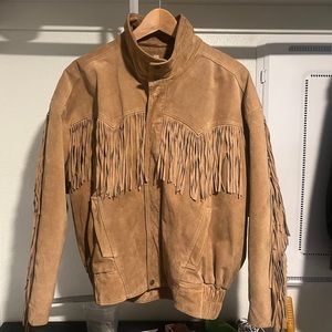 70s fringe cropped leather jacket , Vintage Scully